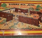 Vintage Marx Tin Fort Apache Carry All Playset  4685 Bag Of Cowboys   Indians
