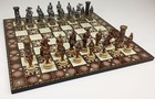 Medieval Times Crusades Armored Knight Chess Set W  17  Mosaic Color Board