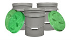 5 Gallon Food Grade Bpa Free Buckets With Green Screw On Gasket Lids  pack Of 3 