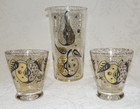 Georges Briard Retro Vintage Cocktail Set Forbidden Fruit Pourer   2 Glasses
