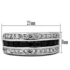 Princess Cut Black White Cz-stone Wedding Bridal Band Stainless Steel Ring