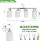 24 4 In  4-lights Wall Vanity Light Fixture Brushed Nickel Frosted Glass Shades
