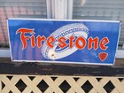 Vintage Rare Large Firestone Porcelain Metal Tire Sign Gas Oil Garage Auto Parts