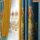 American Luxury Chenille Jacquard Thick Blue Cloth Curtain Valance Drape C838