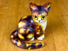 Vintage Handmade 5 5  Sitting Torbie calico Ceramic Cat From Argentina