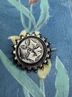 Victorian Small Ivy Brooch  Round  Sterling Silver  Antique  English   365-5 