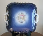 Antique Flow Blue Marie Antoinette Plate  Cobalt Blue  Ornate Gold  Germany