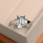 Aquamarine   White Sapphire Ring 925 Sterling Silver Handmade Birthday Ring