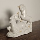 Vintage White Porcelain Unicorn Figurine Set     Mother   Foal