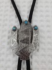 Stunning Vintage Silver Tone Cactus Southwestern Desert Bolo Tie Rodeo Country