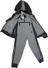 New Adidas Boys 2 Piece Hoodie Jacket And Pants 2 Pc Set Grey