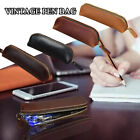 Handmade Genuine Leather Zipper Vintage Pen Bag Pencil Case Cosmetic Pouch Bru    