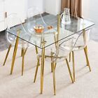 Modern Set Of 6 Dining Chairs Kitchen Home Armless Side Chair Gold Metal Legs