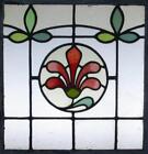 Pretty Floral Midsize Old English Leaded Stained Glass Window 21 5  X 24 25 