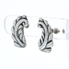 Vtg Taxco Mexico Sterling Silver 925 Screw Back Leaf Earrings Aab Mcm Modernist