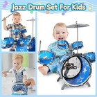 Kids Jazz Drum Set-10-piece Musical Instrument Toy W  Stool   Pedal Perfect Gift