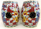 Vintage Chinese Double-face Cloisonn   Enameled Garden Seat Stool  A Pair