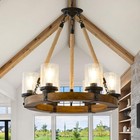 Rustic Wagon Wheel Chandelier 6light Farmhouse Wood Chandelier With 6 Light