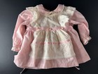 Vintage Evy Baby Girl 12 Month Pink Dress  Smock   Bonnet  Embroidered Roses 12m