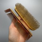 Vintage Gold Vanity Set Mirror Brush Comb Tray Hollywood Regency Floral