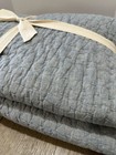 Pottery Barn  Pick Stitch Quilt Chambray Blue Full queen