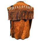 Native American Fringe Vest Handmade Indian Beaded Buckskin Leather Cowboy Style