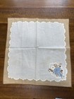Vintage Set Of 4 Napkins Blue Floral Flowers Ribbon Bow Brown Discolor Yellow