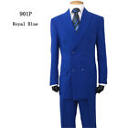 Men s High Quality Double Breasted Suit  jacket pants  Black White 38r 58l 