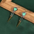 Vintage Long Turquoise Stone Drop Dangle Earrings Silver Plated Boho Jewelry