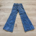 Vintage 70s On Time Flare Jeans 26 Hippie Denim Patchwork Bell Bottom Blue Retro