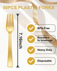 50pcs Gold Plastic Forks For Party Picnic Wedding