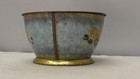 Vintage Round Footed Metal Tin Storage Container With Lid Fruit Design Unmarked