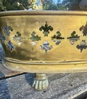 1820   s Antique Brass Fireplace Fender W cutouts  Claw Feet