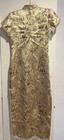Vtg Chinese Qipao Dress Large Gold Brocade Look By Birch Thuan Cotton polyester