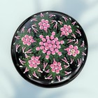 Vintage Black Lacquer Trinket Box Made In Thailand Hand Painted Floral Wood