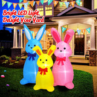 5ft Bunny Family Easter Inflatables Outdoor Decorations  Blue Yellow Pink Three
