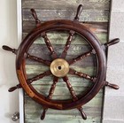 36  inch Large Antique Style Wooden Ship Wheel Nautical Wall Decor  Maritime Art