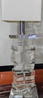 Vintage Mid Century Modern Lucite Acrylic Stacked Skyscraper Table Lamp