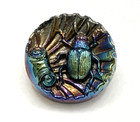 Vintage Beetle   Shell Iridescent Carnival Luster Black Glass Button  bg6 