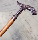 Walking Stick   Antique  Vintage Bronze Wolf Handle   Elegant Cane Gift 