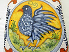 Vintage Large Italian Hand Painted Terracotta Tile 12 X 6 Blue Bird