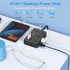 Flat Plug Power Strip Surge Protector  5ft Ultra Thin Extension Cord With 4 Usb