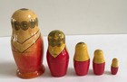 Vintage Russian Nesting Matryoshka Hand Painted Wooden Dolls Set 5 Piece