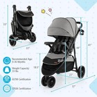 Baby Jogging Stroller Jogger Travel System W adjustable Canopy For Newborn Grey