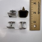 Lot Vintage Retro Mad Men Cufflinks Singles 60s Silver Square Croc Fleur De Lis