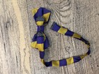 Purple Gold Striped Bow Tie Pre-tied Adjustable Polyester Handmade Formal