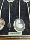 Antique 6 X Sterling Silver Coffee Bean Spoons In Case 1938