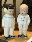 Two Vintage 1940 s Pottery Chinese Asian Boy   Girl Figurines Statues