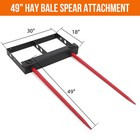 49  Dual Tine Hay Bale Spear Skid Steer Loader Tractor Bucket Attachment 4000lbs