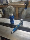 Blue  Gold Acrylic Handle Safety Razor   Badger Shaving Brush Wet Shaving Set